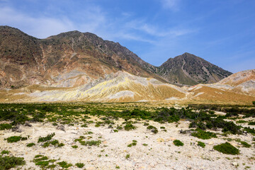 Picturesque mountains of Stefanos crater on the island of Nisyros. Greece