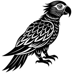 create a silhouette color image, Parrot bird vector illustration, white background, unique