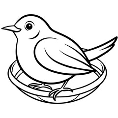Robin bird in nest, on white background logo icon vector illustration