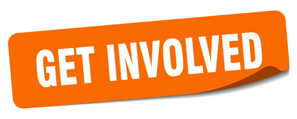 get involved sticker. get involved label