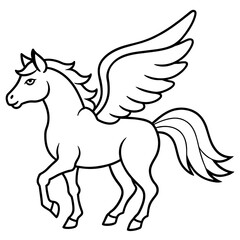 winged horse Pegasus logo icon vector illustration.