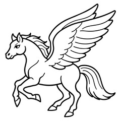 winged horse Pegasus logo icon vector illustration.