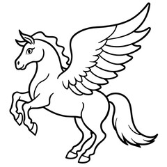 winged horse Pegasus logo icon vector illustration.