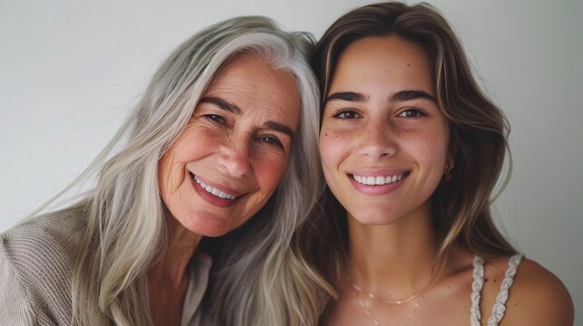 Portrait of senior woman with daughter 