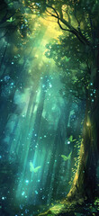Obraz premium Enchanted Forest Clearing Aerial View, Amazing and simple wallpaper, for mobile