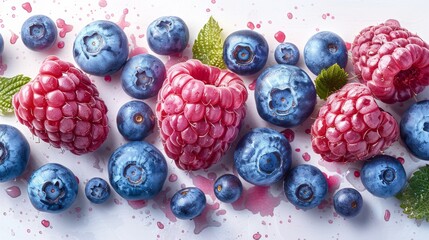Vibrant Assortment of Fresh Berries Generative AI - obrazy, fototapety, plakaty
