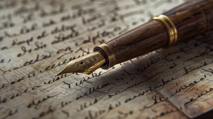 An Elegant Fountain Pen on Manuscript
