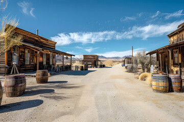 Fototapeta na wymiar The Panoramic View of Desolate Ghost Town Amidst Nevada's Vast Desert Landscape