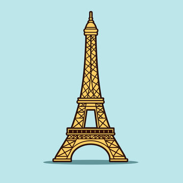 recommend clip art: Eiffel tower hand-drawn comic illustration. Eiffel tower. Vector doodle style cartoon illustration