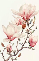 Vibrant Watercolor Magnolia Floral Bouquet Generative AI