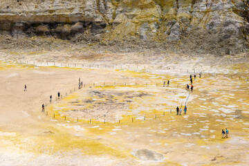 Tourists visit the Stefanos crater on the island of Nisyros. Greece