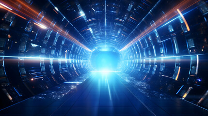 Explore the depths of technological advancement with an abstract HUD tunnel, where motion graphics...