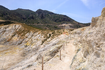 Pathway to the Stefanos crater on Nisyros island. Greece