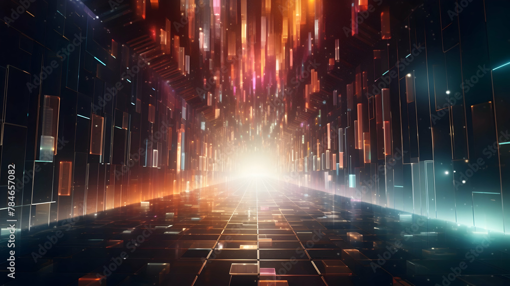 Poster delve into the realm of technology with an abstract hud tunnel, where mesmerizing motion graphics of