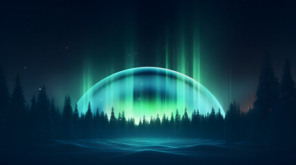 Northern lights winter icon 3d