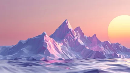 Poster 3D minimalist mountain landscape © AI Farm