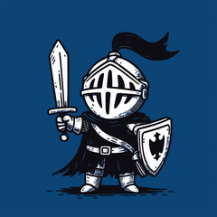 Free vector Hand drawn knight cartoon illustration blue background