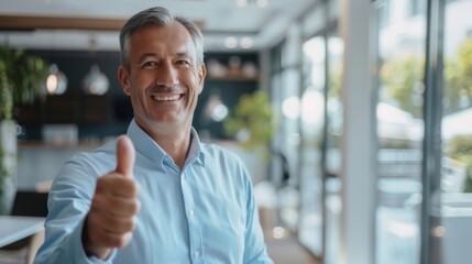 Smiling Businessman Giving Thumbs Up