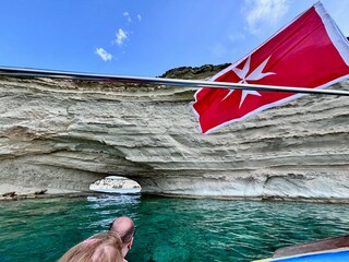 Malta flag in the wind. Sunny day - 784658677