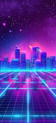 Neon Cityscape Futuristic Background View, Amazing and simple wallpaper, for mobile