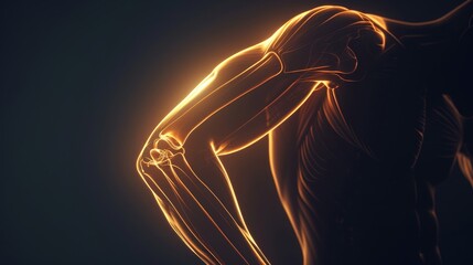 Illustration hand and elbow pain on dark background
