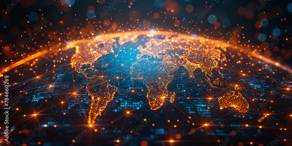 Poster digital globe: a radiant portrayal of interconnected telecom networks