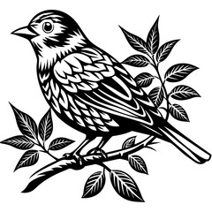     Bird on a branch vector illustration.
