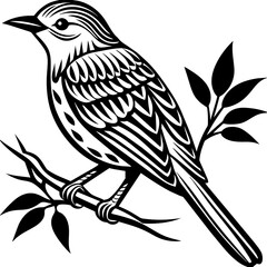     Bird on a branch vector illustration.
