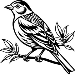     Bird on a branch vector illustration.
