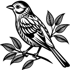     Bird on a branch vector illustration.
