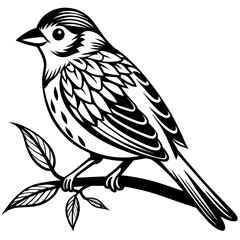     Bird on a branch vector illustration.
