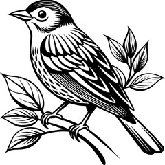     Bird on a branch vector illustration.
