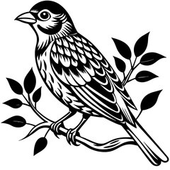     Bird on a branch vector illustration.
