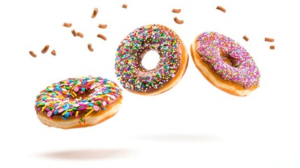 Fototapeta na wymiar Flying donuts