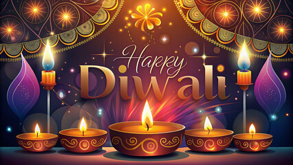 Happy Diwali wishes greeting card design 