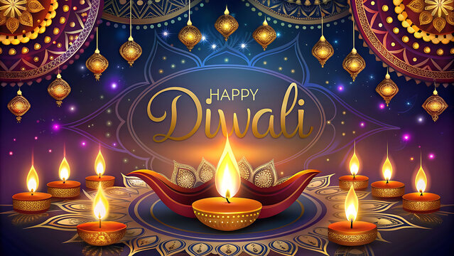 Happy Diwali wishes greeting card design 
