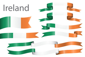 set of flag ribbon with colors of Ireland for independence day celebration decoration
