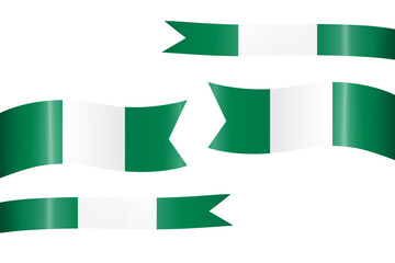set of flag ribbon with colors of Nigeria for independence day celebration decoration