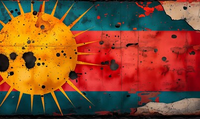 Vintage colored background with the image of the sun.