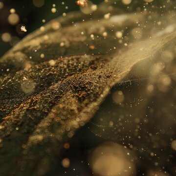 Macro of dust particles on a leaf