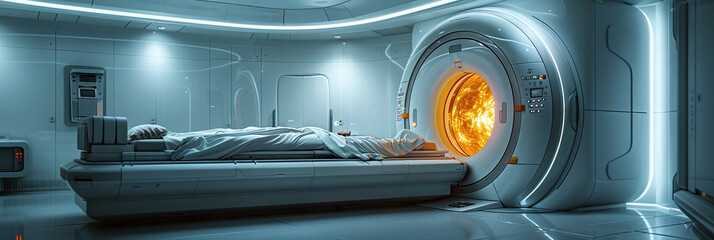 Modern Magnetic Resonance Imaging Scan in Hospital Setting - obrazy, fototapety, plakaty