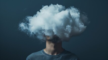 Person with cloud for head background wallpaper concept
