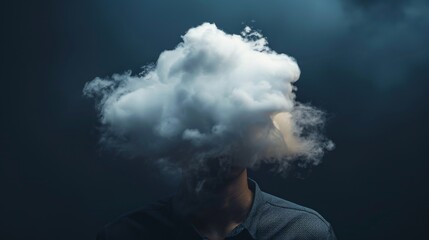 Person with cloud for head background wallpaper concept