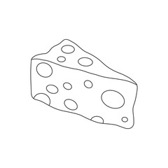 Hand drawn Kids drawing cartoon Vector illustration cheese wedge icon Isolated on White