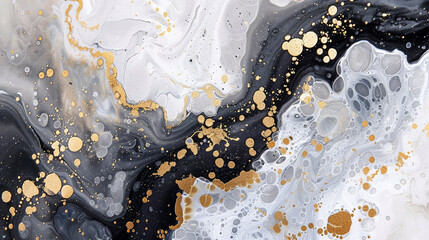 Abstract Gold and Black Fluid Art