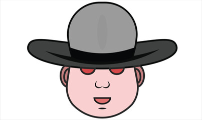 Cowboy head in a hat with red eyes
