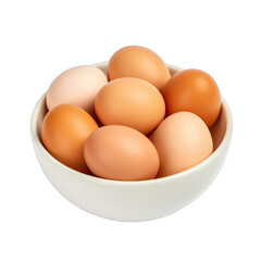 A bowl of eggs isolated on transparent background