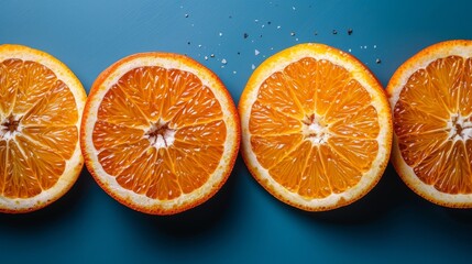An orange lobe on a blue background. Minimal food concept. - obrazy, fototapety, plakaty