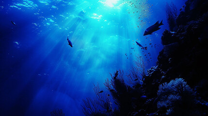 Fototapeta premium World Ocean day. Underwater Serenity with Marine Life