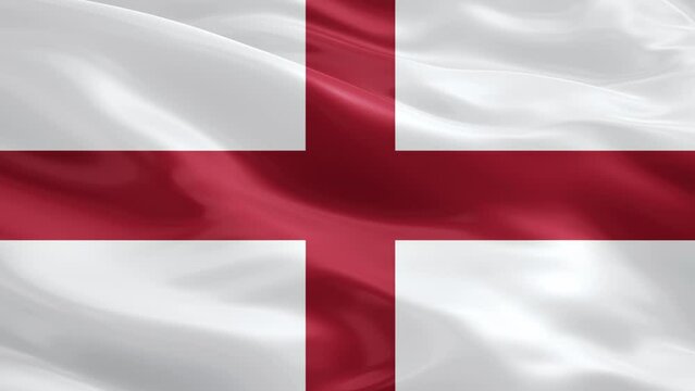 National flag of England waving in the wind. Continuous looping animation of the flag of England. Closeup of the flag of England.
